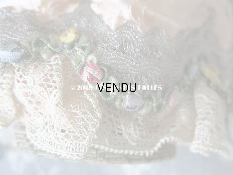 画像13: 19世紀初頭 アンティーク ミラー付　ロココトリム＆レースのオモニエール シルク製