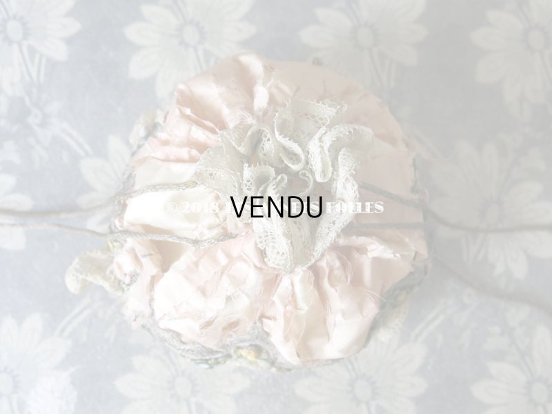 画像3: 19世紀初頭 アンティーク ミラー付　ロココトリム＆レースのオモニエール シルク製