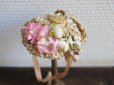 画像9: アンティーク ドール用 とても小さなストローハット 薔薇の布花とフリル