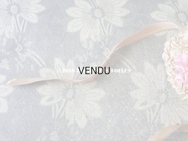 画像4: アンティーク ドール用 とても小さなストローハット 薔薇の布花とフリル