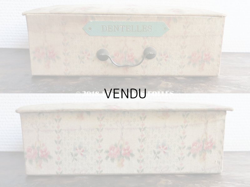 画像7: 1900年代 アンティーク 薔薇の花かご  カルトナージュボックス　レース入れ チェストの引き出し　DENTELLE