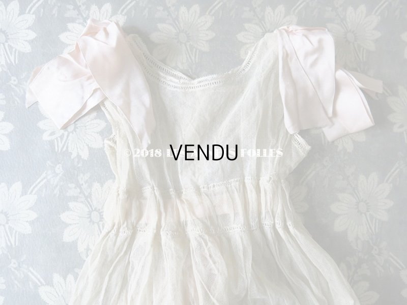 画像4: アンティーク ドール用 レースのドレス　ピンクのリボン付