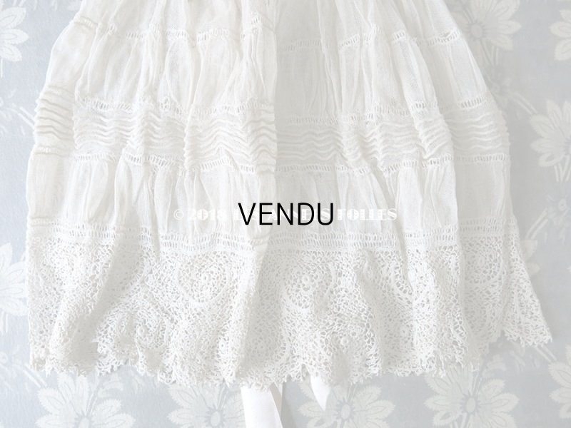 画像9: アンティーク ドール用 レースのドレス　ピンクのリボン付