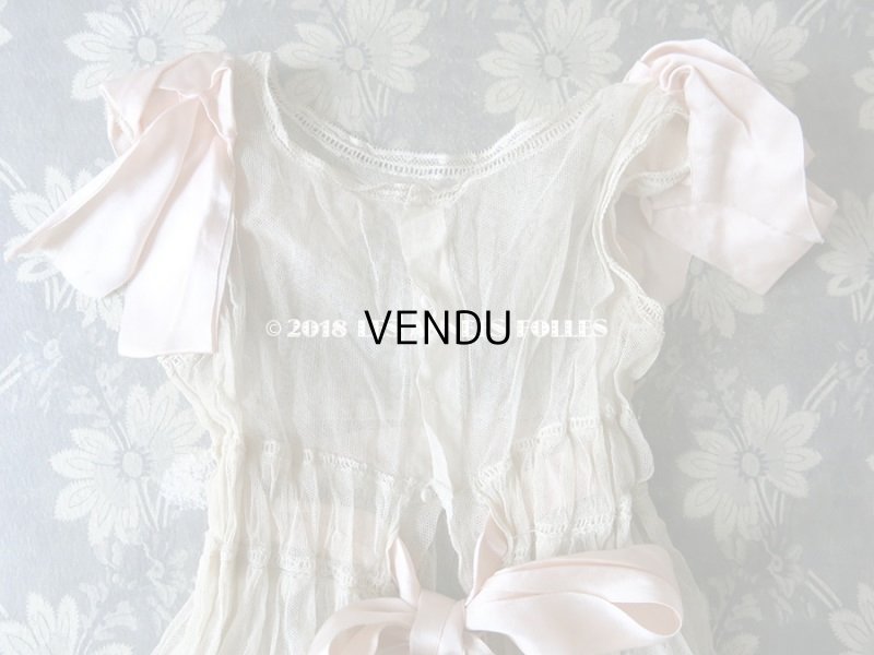 画像10: アンティーク ドール用 レースのドレス　ピンクのリボン付