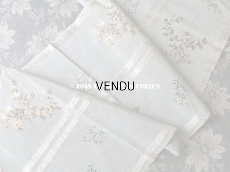 画像3: 18世紀 アンティーク シルク製 ファブリック 手刺繍 薔薇とリボンのガーランド　