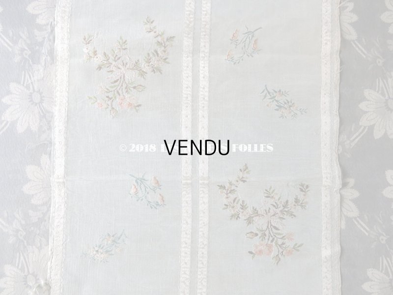 画像5: 18世紀 アンティーク シルク製 ファブリック 手刺繍 薔薇とリボンのガーランド　