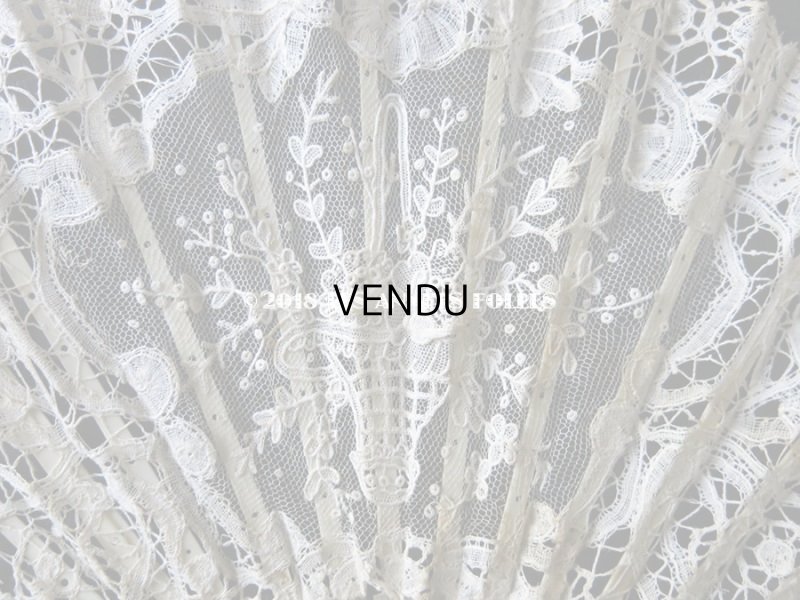 画像3: 19世紀　アンティーク ファン 薔薇の花かご デュシェスレース＆ ポワン・ド・ローズ  【ポワン・ド・ローズ】【ポワン・ド・ガーズ】