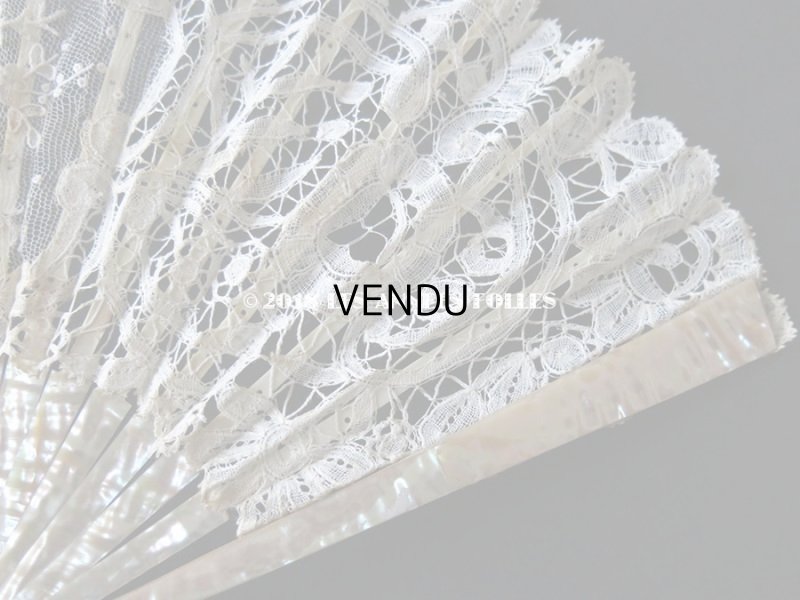 画像11: 19世紀　アンティーク ファン 薔薇の花かご デュシェスレース＆ ポワン・ド・ローズ  【ポワン・ド・ローズ】【ポワン・ド・ガーズ】