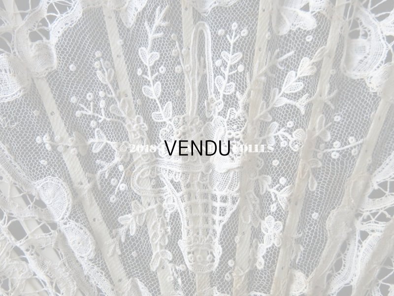 画像5: 19世紀　アンティーク ファン 薔薇の花かご デュシェスレース＆ ポワン・ド・ローズ  【ポワン・ド・ローズ】【ポワン・ド・ガーズ】