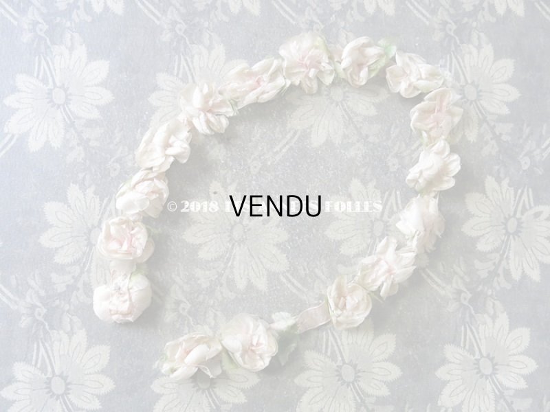 画像3: 1900年代 アンティーク シルクシフォンの薔薇のリース 淡いピンク