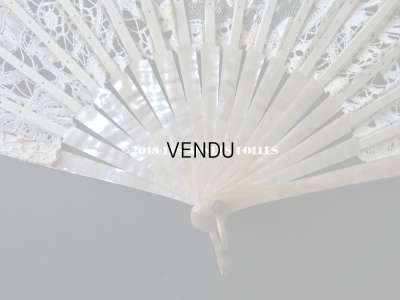 画像14: 19世紀　アンティーク ファン 薔薇の花かご デュシェスレース＆ ポワン・ド・ローズ  【ポワン・ド・ローズ】【ポワン・ド・ガーズ】