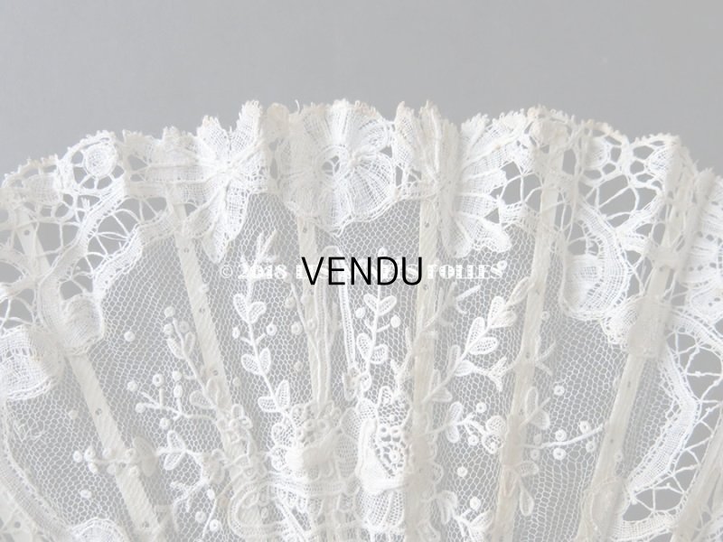 画像8: 19世紀　アンティーク ファン 薔薇の花かご デュシェスレース＆ ポワン・ド・ローズ  【ポワン・ド・ローズ】【ポワン・ド・ガーズ】