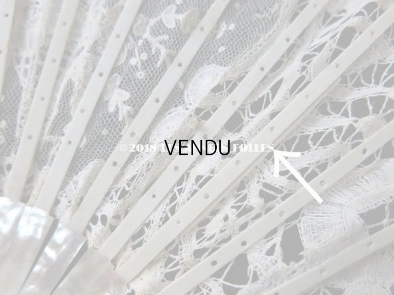 画像13: 19世紀　アンティーク ファン 薔薇の花かご デュシェスレース＆ ポワン・ド・ローズ  【ポワン・ド・ローズ】【ポワン・ド・ガーズ】