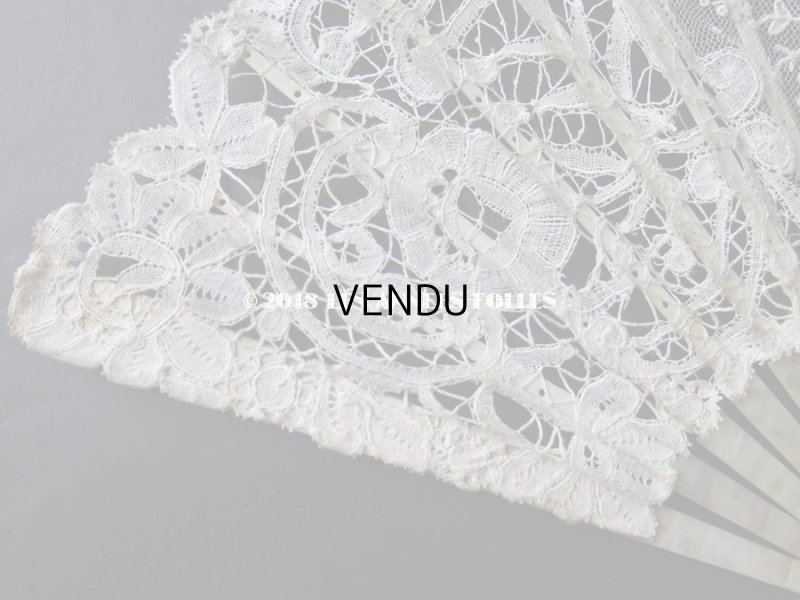 画像6: 19世紀　アンティーク ファン 薔薇の花かご デュシェスレース＆ ポワン・ド・ローズ  【ポワン・ド・ローズ】【ポワン・ド・ガーズ】