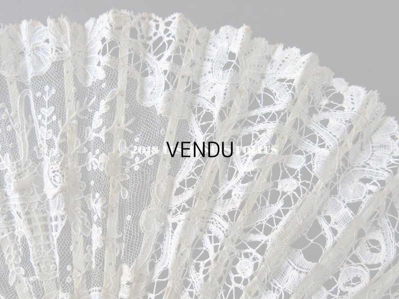 画像10: 19世紀　アンティーク ファン 薔薇の花かご デュシェスレース＆ ポワン・ド・ローズ  【ポワン・ド・ローズ】【ポワン・ド・ガーズ】