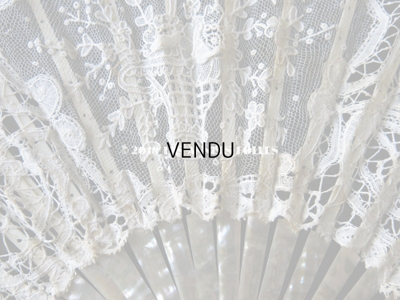 画像9: 19世紀　アンティーク ファン 薔薇の花かご デュシェスレース＆ ポワン・ド・ローズ  【ポワン・ド・ローズ】【ポワン・ド・ガーズ】