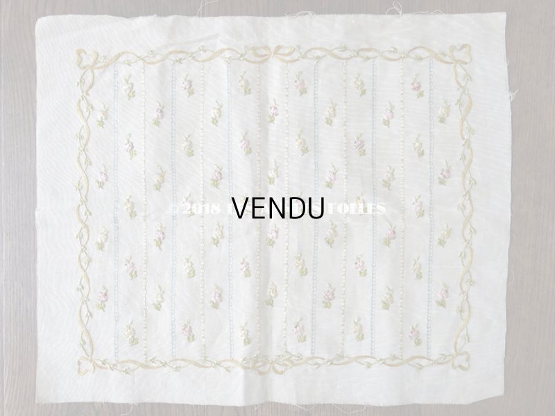 画像4: 19世紀 アンティーク 薔薇のリボン刺繍　ファブリック パネル