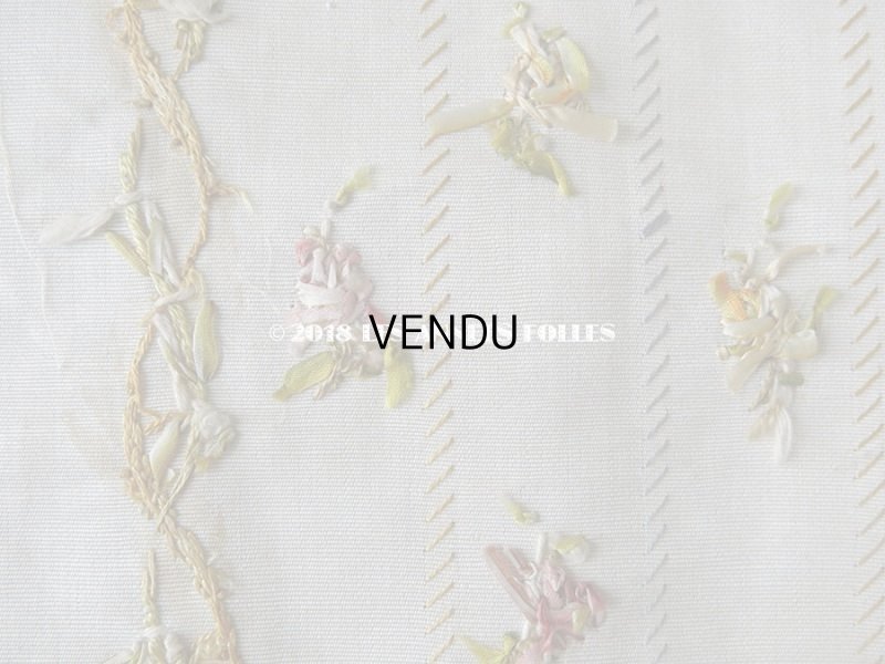 画像10: 19世紀 アンティーク 薔薇のリボン刺繍　ファブリック パネル