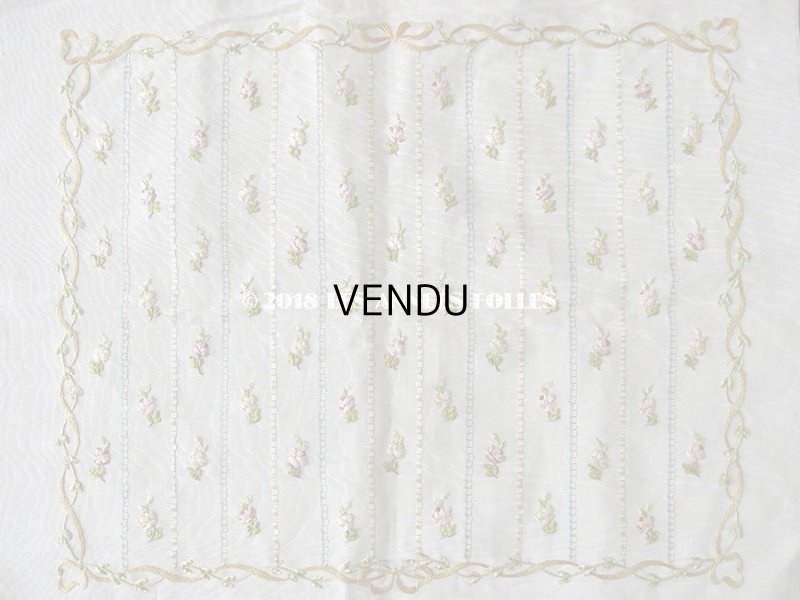 画像3: 19世紀 アンティーク 薔薇のリボン刺繍　ファブリック パネル