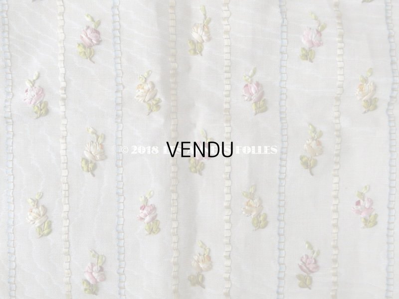 画像8: 19世紀 アンティーク 薔薇のリボン刺繍　ファブリック パネル