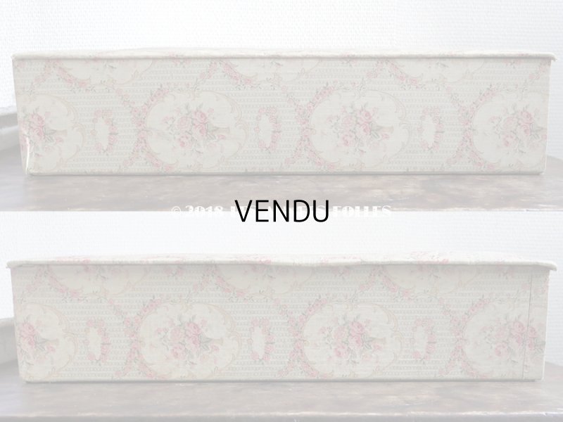 画像12: 1900年代 アンティーク 薔薇の花かご＆ガーランド 大きなカルトナージュボックス 52.8×30×12cm