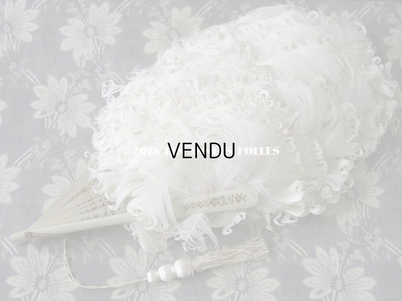 画像9: 1900年代 アンティーク オフホワイトのフェザーのファン 