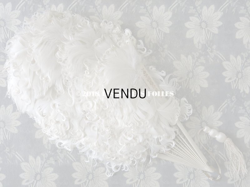 画像8: 1900年代 アンティーク オフホワイトのフェザーのファン 