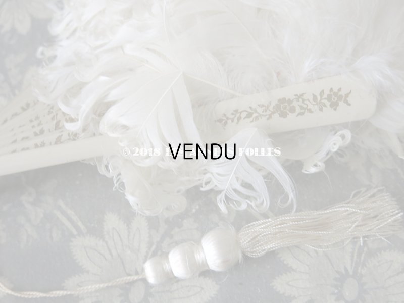 画像10: 1900年代 アンティーク オフホワイトのフェザーのファン 