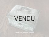 19世紀末 アンティーク グレイッシュグリーンの裁縫箱 金具＆脚付き
