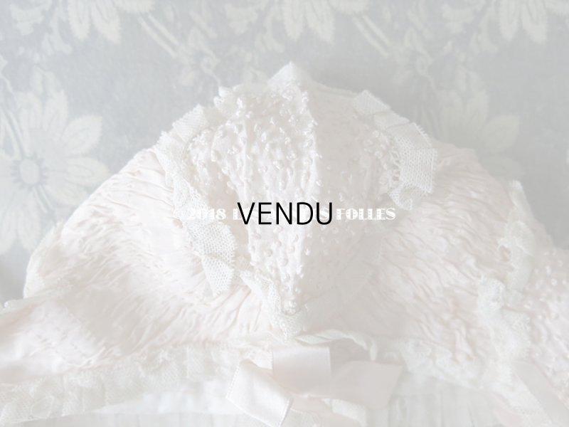 画像8: 1920年代 アンティーク　淡いピンクの少女用ボネ レース＆リボン付