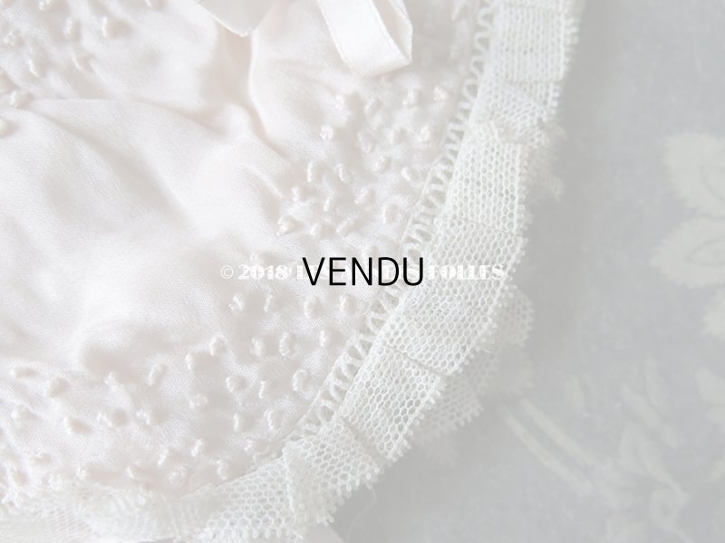 画像4: 1920年代 アンティーク　淡いピンクの少女用ボネ レース＆リボン付