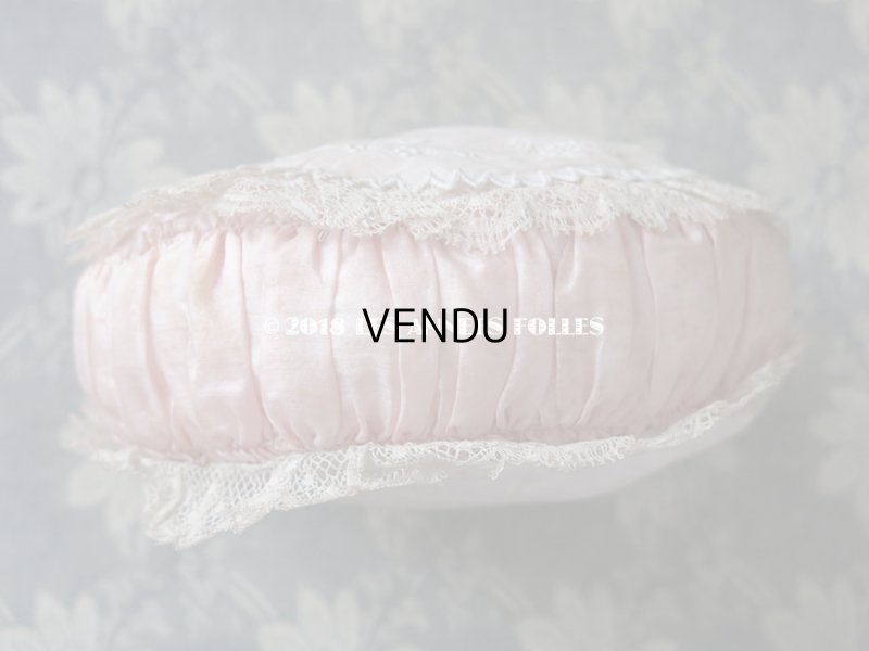 画像4: 1920年代 アンティーク モノグラム刺繍入り ピンクのクッション