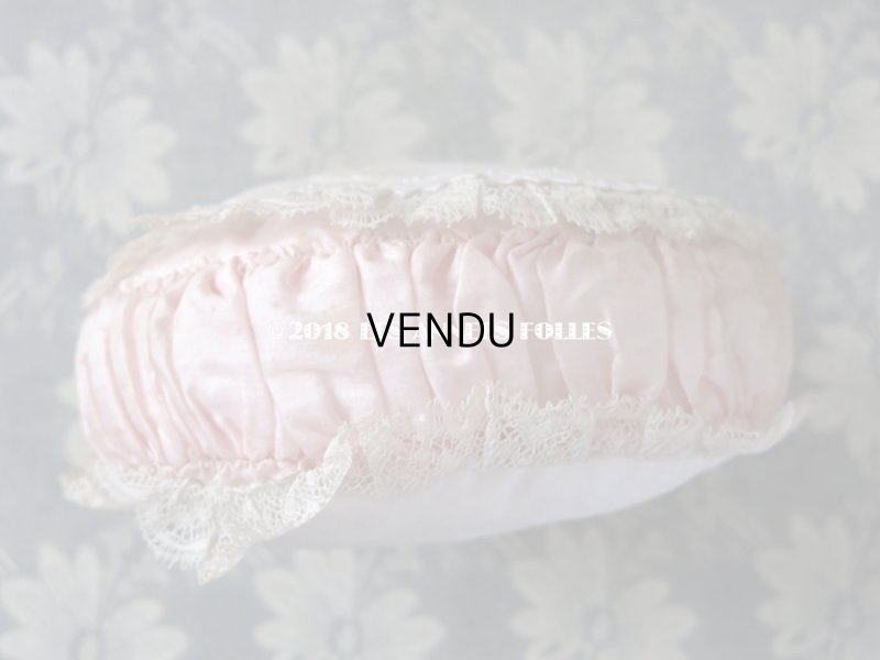 画像5: 1920年代 アンティーク モノグラム刺繍入り ピンクのクッション