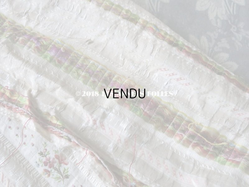 画像8: 18世紀 アンティーク シルク製 ファブリック 薄紫の花とピンクのリボン 37×70cm