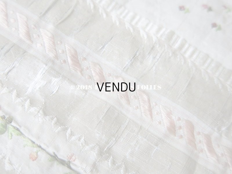 画像7: 18世紀 アンティーク シルク製 ファブリック 薄紫の花とピンクのリボン 37×70cm