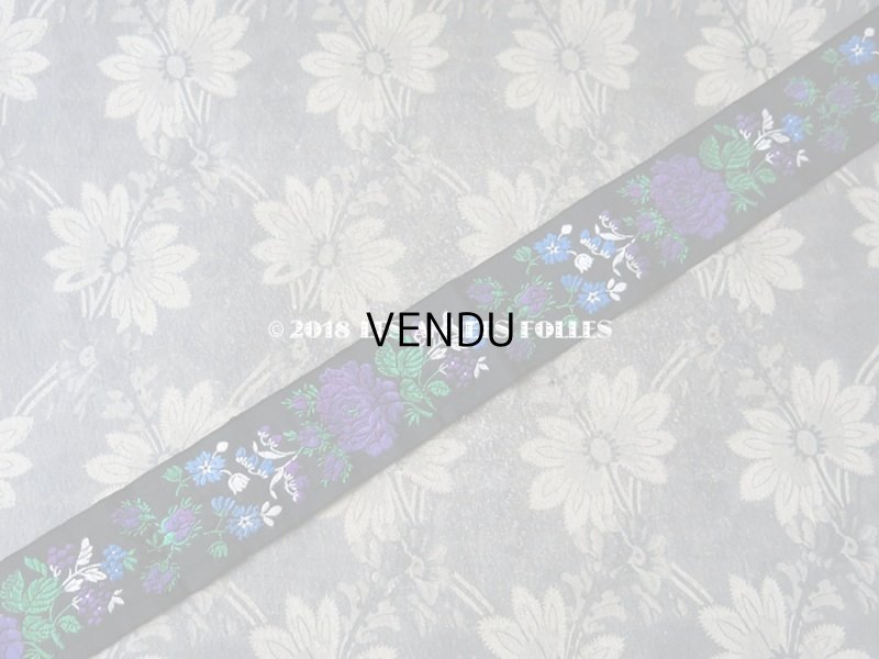 画像2: 19世紀末 アンティーク シルク製 ジャガード織 リボン 花模様 