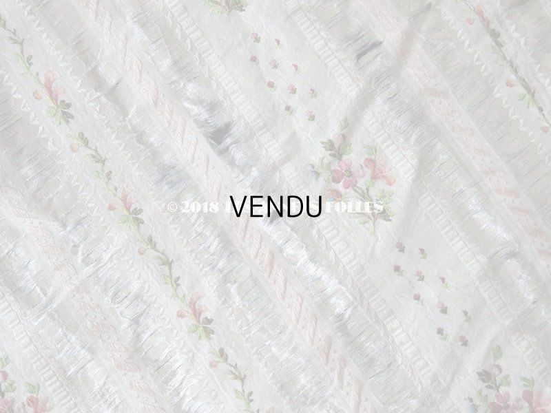 画像3: 18世紀 アンティーク シルク製 ファブリック 薄紫の花とピンクのリボン 37×70cm