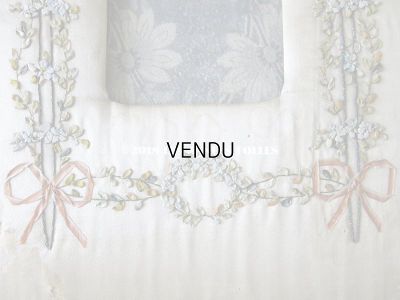 画像6: アンティーク リボン刺繍のフレーム 薔薇とリボン&勿忘草のガーランド