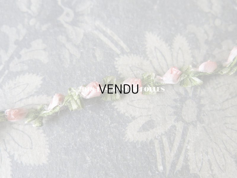 画像4: 19世紀末 アンティーク シルク製  ロココトリム ピンクの薔薇 ロココリボン