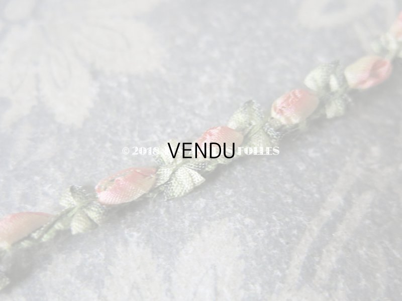 画像6: 19世紀末 アンティーク シルク製  ロココトリム ピンクの薔薇 ロココリボン