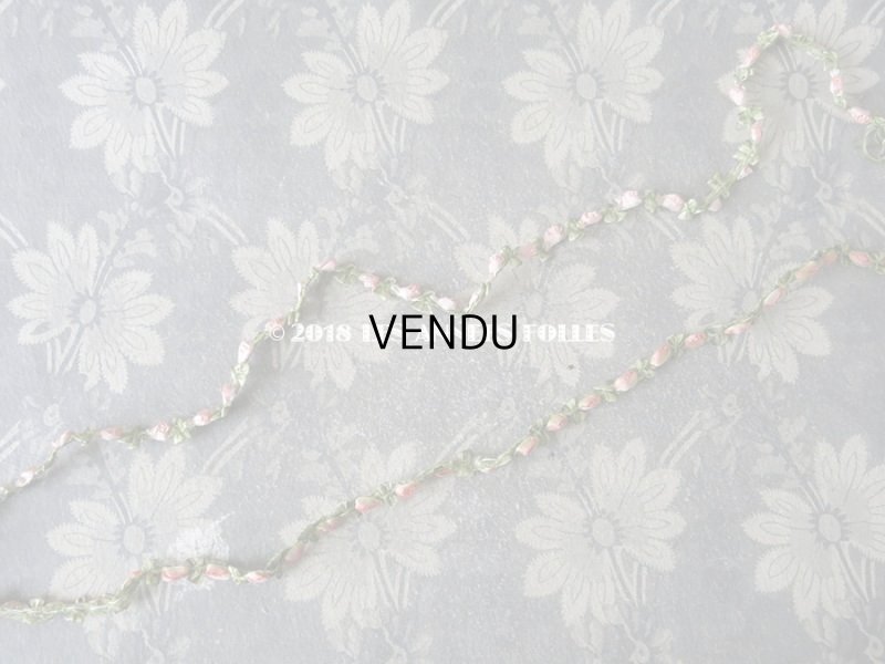 画像3: 19世紀末 アンティーク シルク製  ロココトリム ピンクの薔薇 ロココリボン