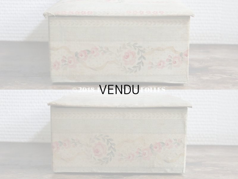 画像8: 1900年代 アンティーク カルトナージュチェスト  薔薇のガーランド