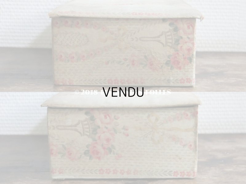 画像14: 1900年代 アンティーク カルトナージュチェスト  薔薇のガーランド