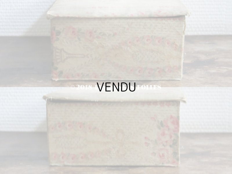 画像19: 1900年代 アンティーク カルトナージュチェスト  薔薇のガーランド