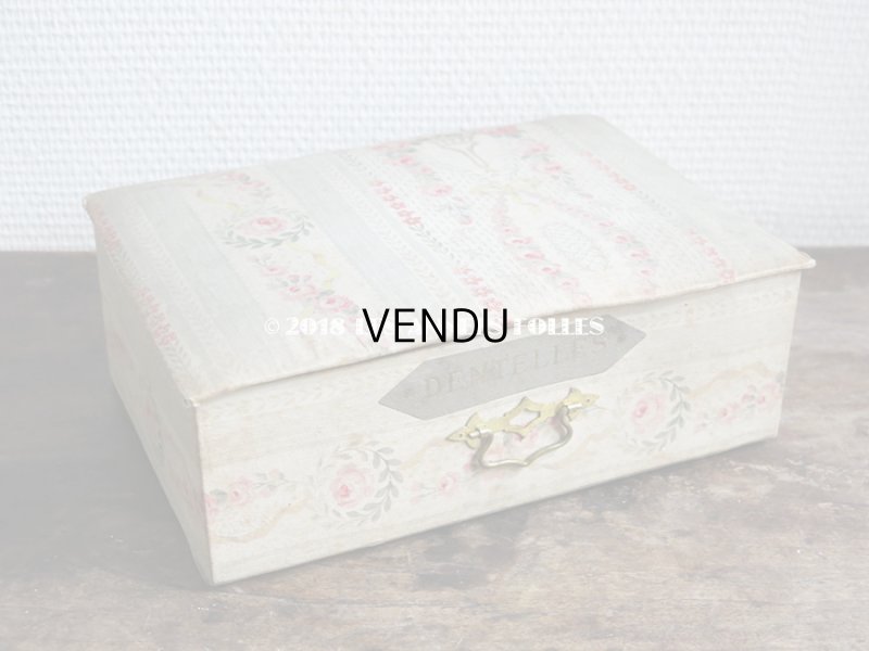 画像5: 1900年代 アンティーク カルトナージュチェスト  薔薇のガーランド