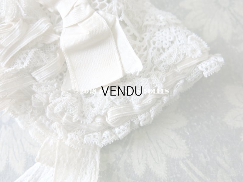 画像5: アンティーク ドール用 大きなリボン付 レースのボネ