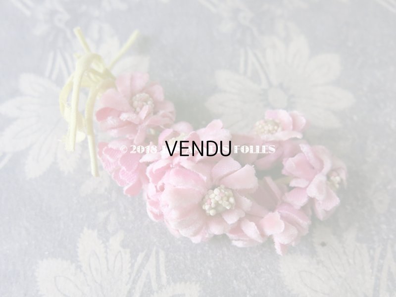 画像3: アンティーク ピンクのベルベットの花のコサージュ