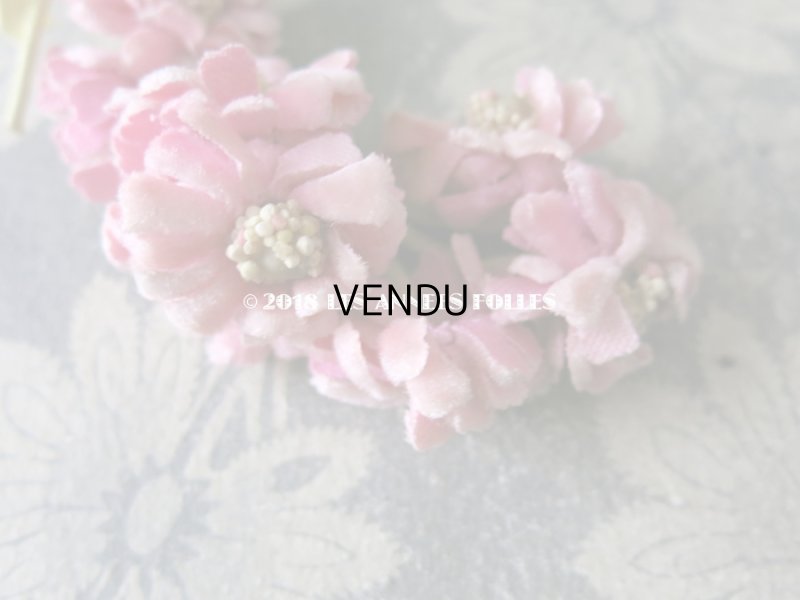 画像6: アンティーク ピンクのベルベットの花のコサージュ