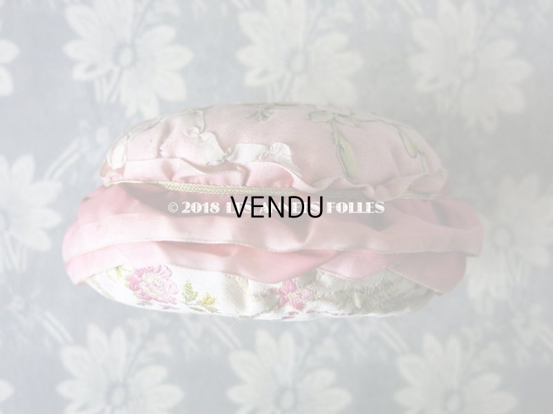 画像10: 【クリスマスセール2018対象外】 19世紀末 アンティーク ピンクッション 花かごのリボン刺繍