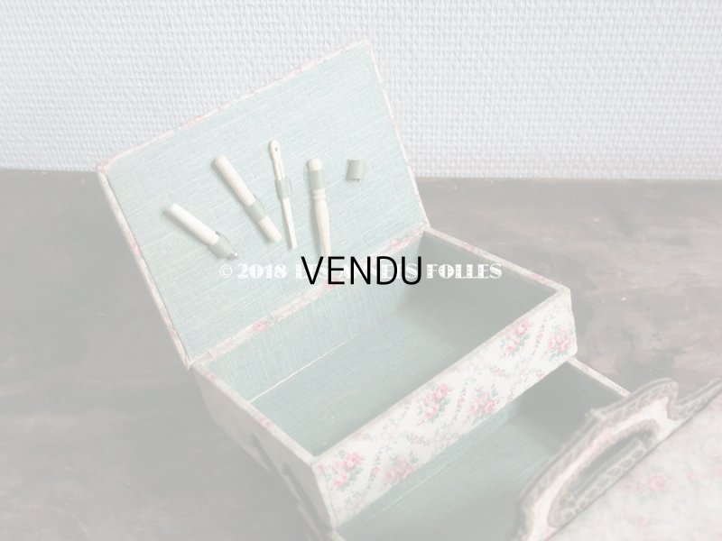 画像13: 【クリスマスセール2018対象外】 1900年代 アンティーク 薔薇模様の裁縫箱 カルトナージュボックス